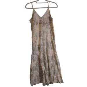Vintage Metrowear Beige And Gray Boho 100% Cotton Tie Dye Maxi Dress Size M
